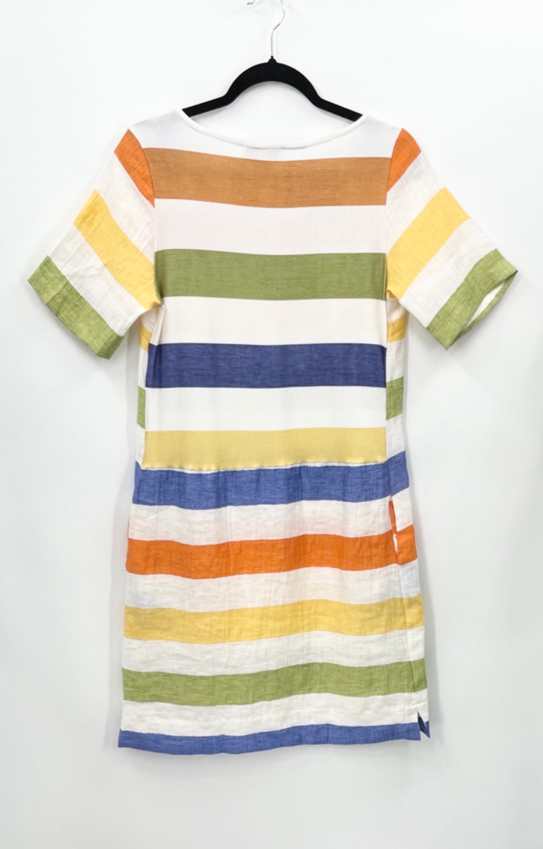 VLTS BY VALENTINA'S Striped Linen Shift Dress