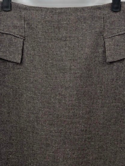 Vintage Archival ARMANI JEANS Wool Pencil Skirt - Brown Tweed Flap Pocket