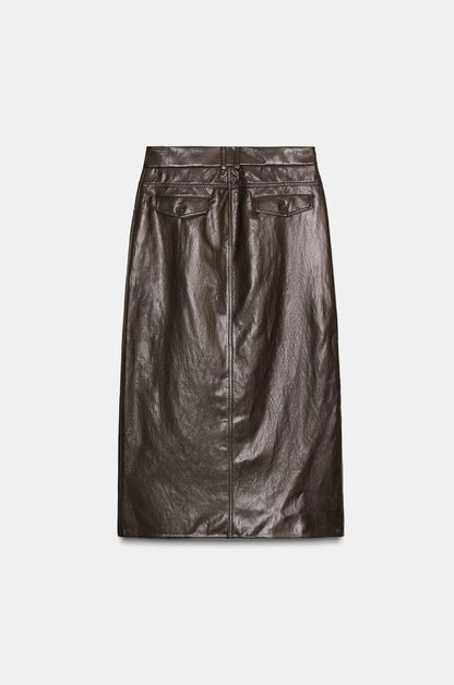 ZARA ZW COLLECTION Faux Leather Pleated Skirt