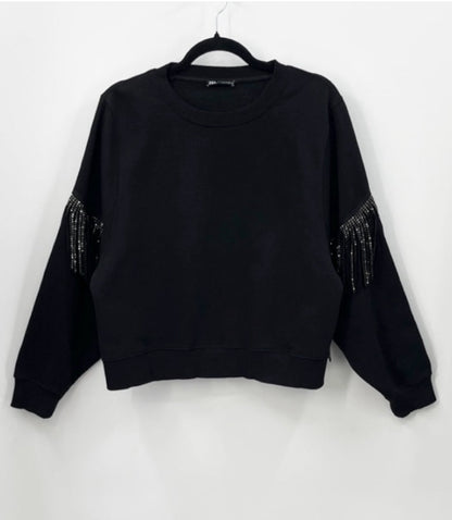 ZARA Oversized Fringe Sweatshirt