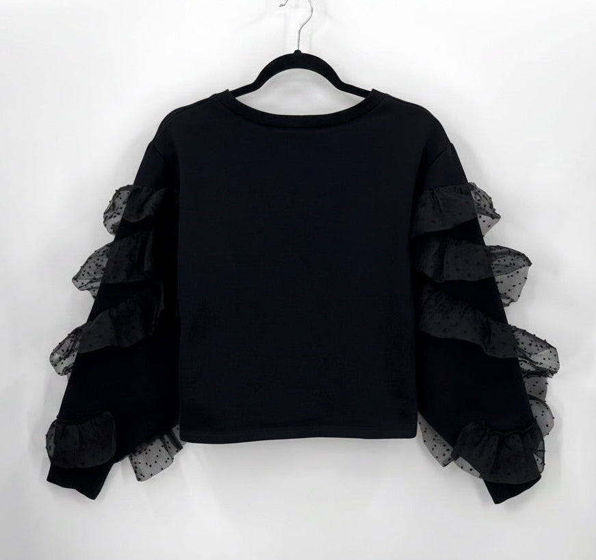 ZARA Dotted Mesh Ruffled
Sweatshirt