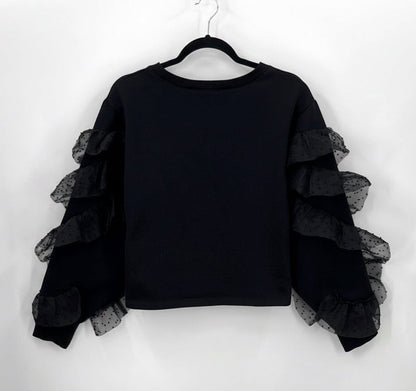 ZARA Dotted Mesh Ruffled
Sweatshirt