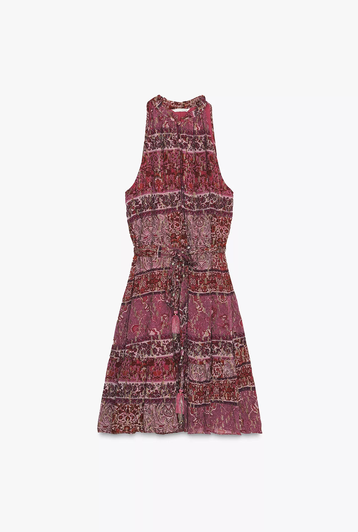 ZARA Patchwork Print Mini Dress With Belt