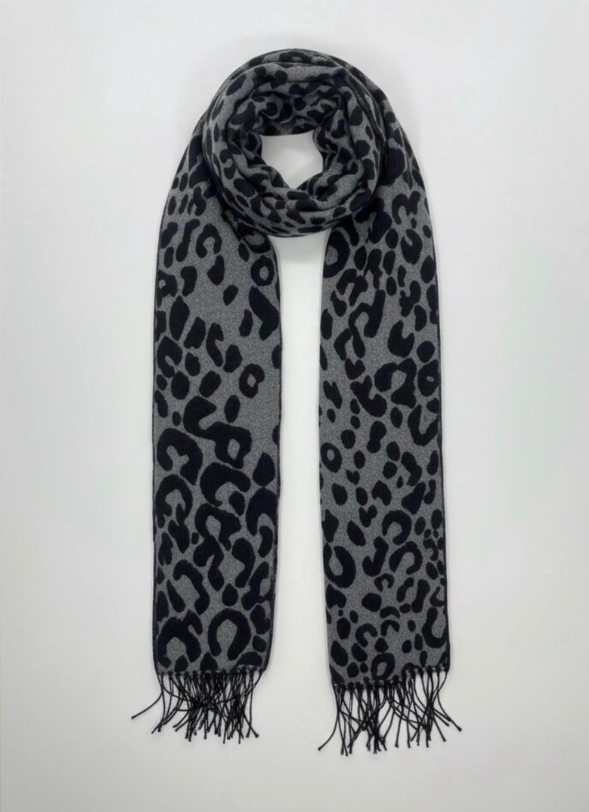 VERO MODA Hannah Animal-Print Fringed Scarf
