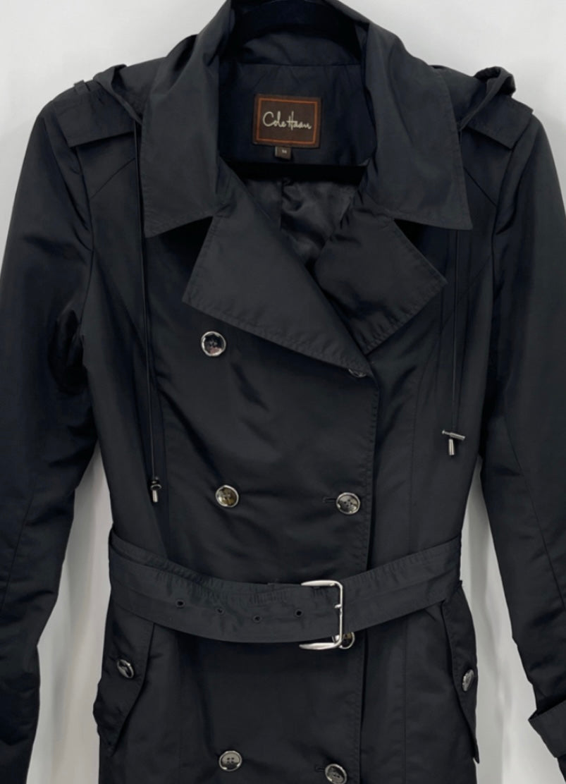 COLE HAAN Water Resistant Hooded Trench Coat