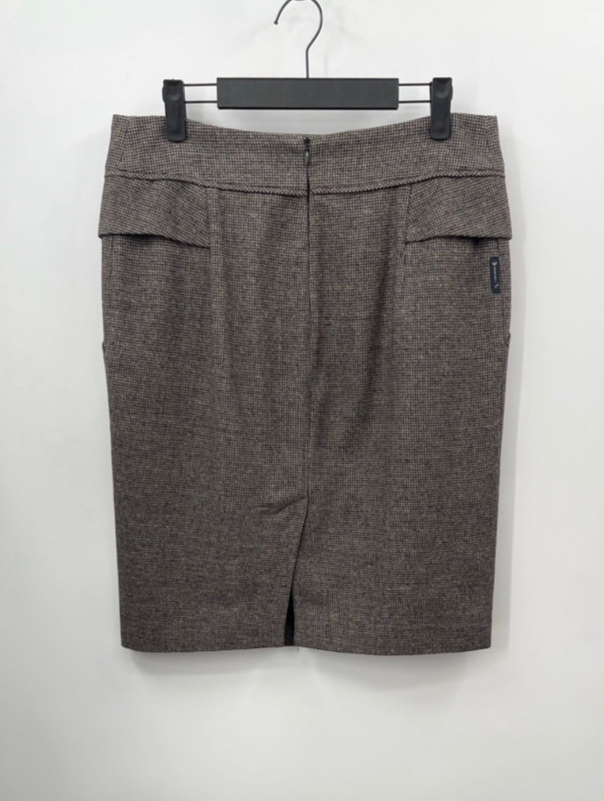 Vintage Archival ARMANI JEANS Wool Pencil Skirt - Brown Tweed Flap Pocket