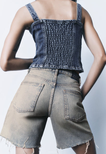 Zara TRF Loose Fit Denim Shorts