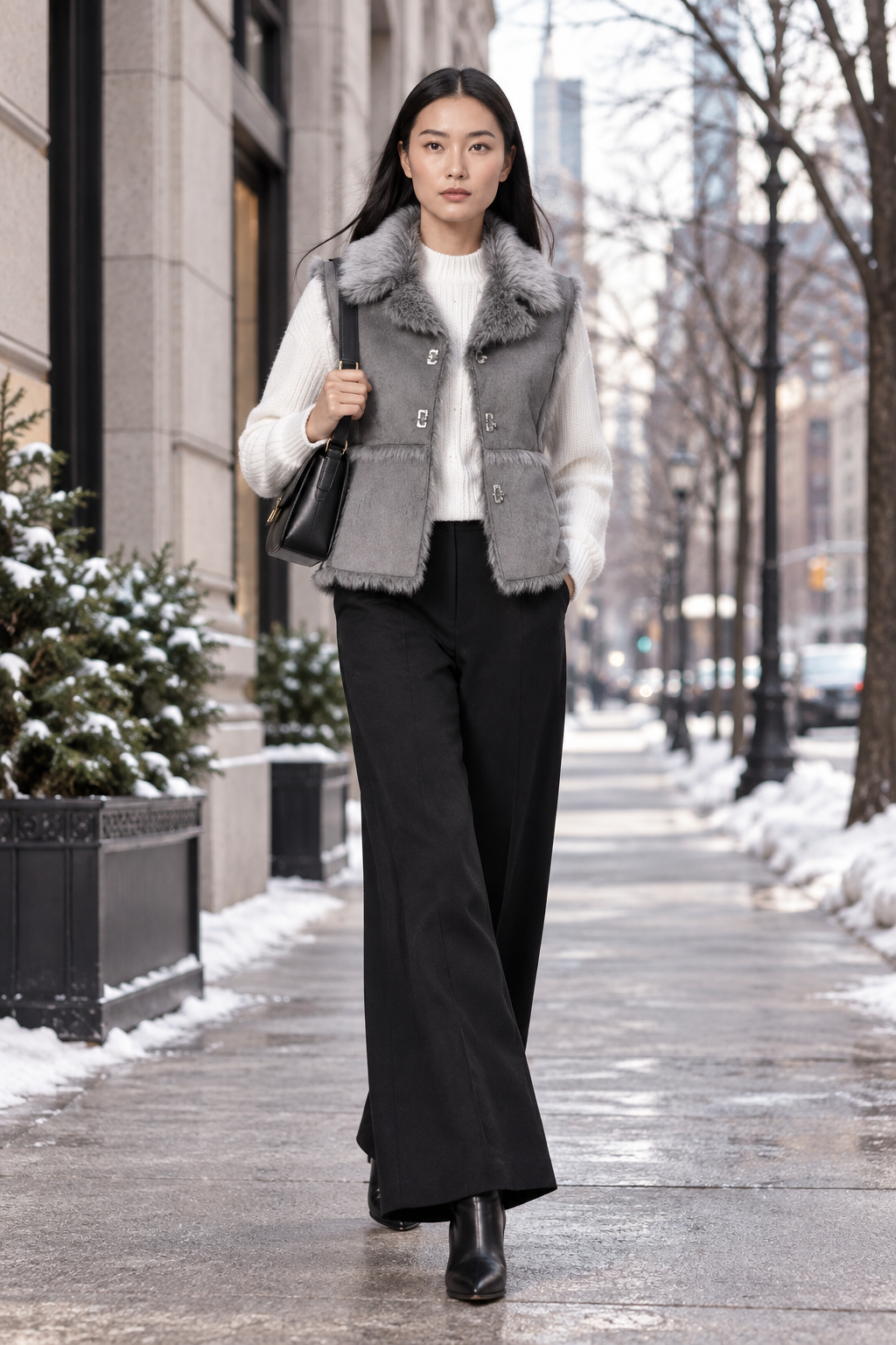 LISA INTERNATIONAL Faux Suede/Fur Vest