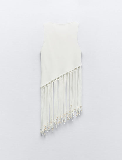 Zara Ribbed Top With Beading