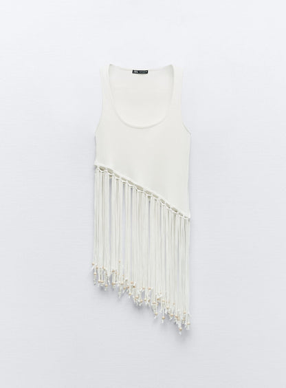 Zara Ribbed Top With Beading