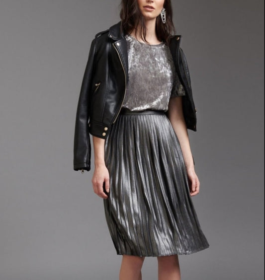 Dynamite Jupe Metallic Pleated Skirt