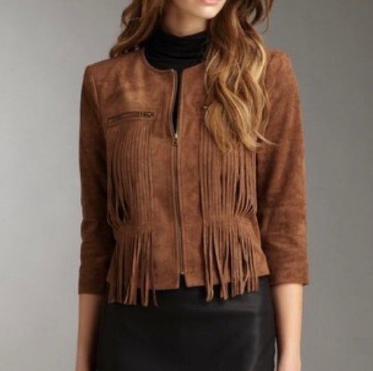 BCBGMaxAzria Reiss Suede Fringe Jacket