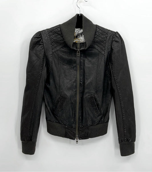 MACKAGE Genuine Lambskin Leather Bomber Jacket