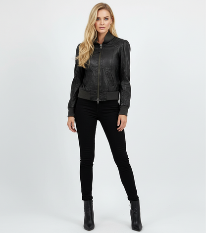 MACKAGE Genuine Lambskin Leather Bomber Jacket