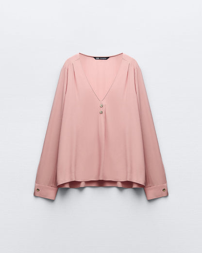 Zara Blouse With Gold Buttons