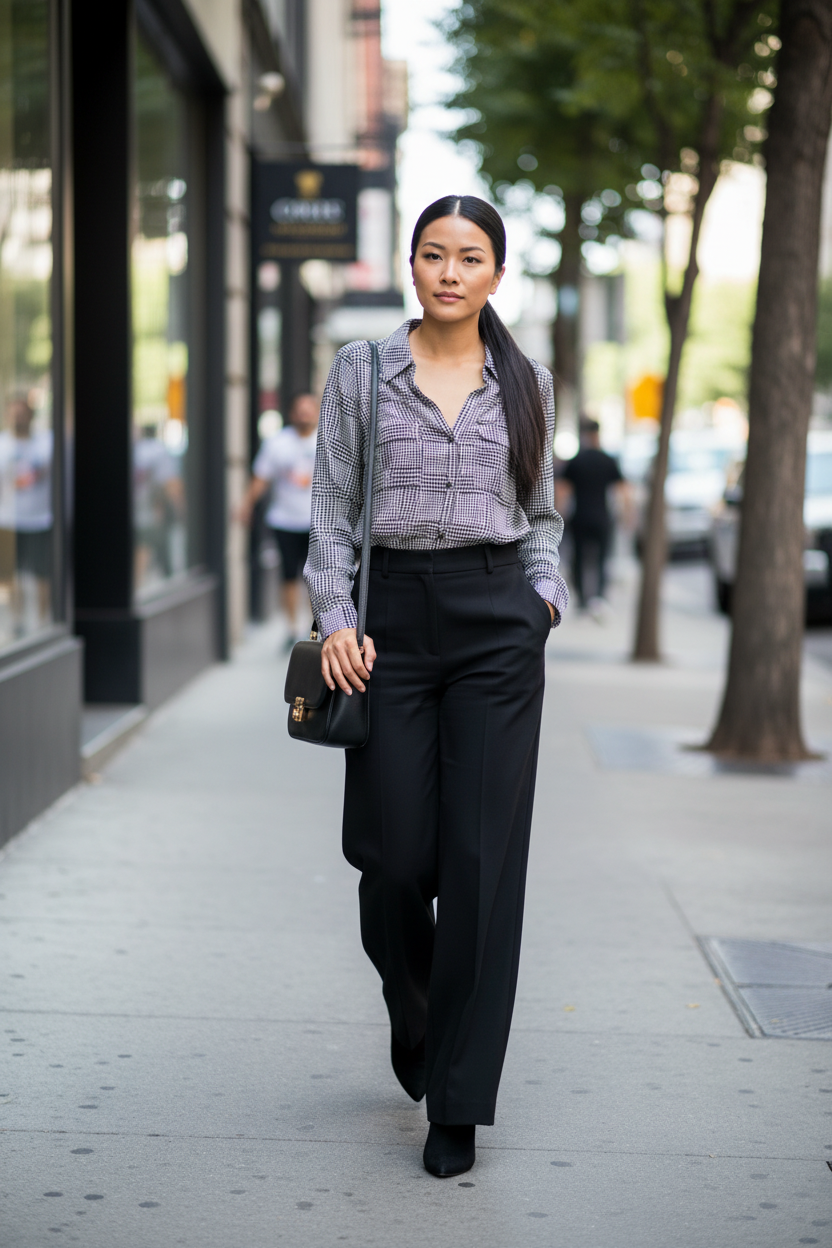 ALFRED SUNG Houndstooth Blouse