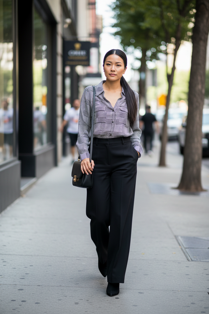 ALFRED SUNG Houndstooth Blouse