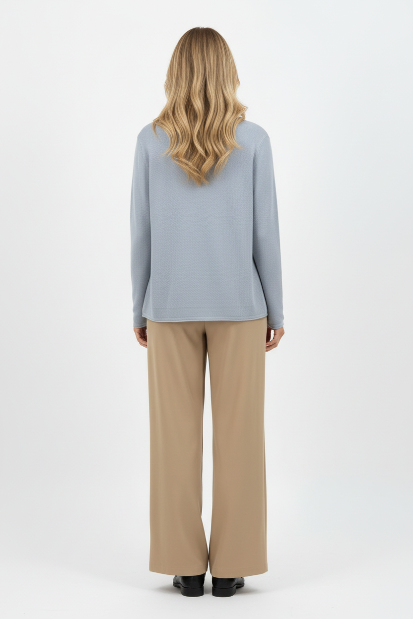 Back view of cardigan on model