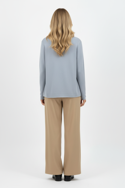 Back view of cardigan on model