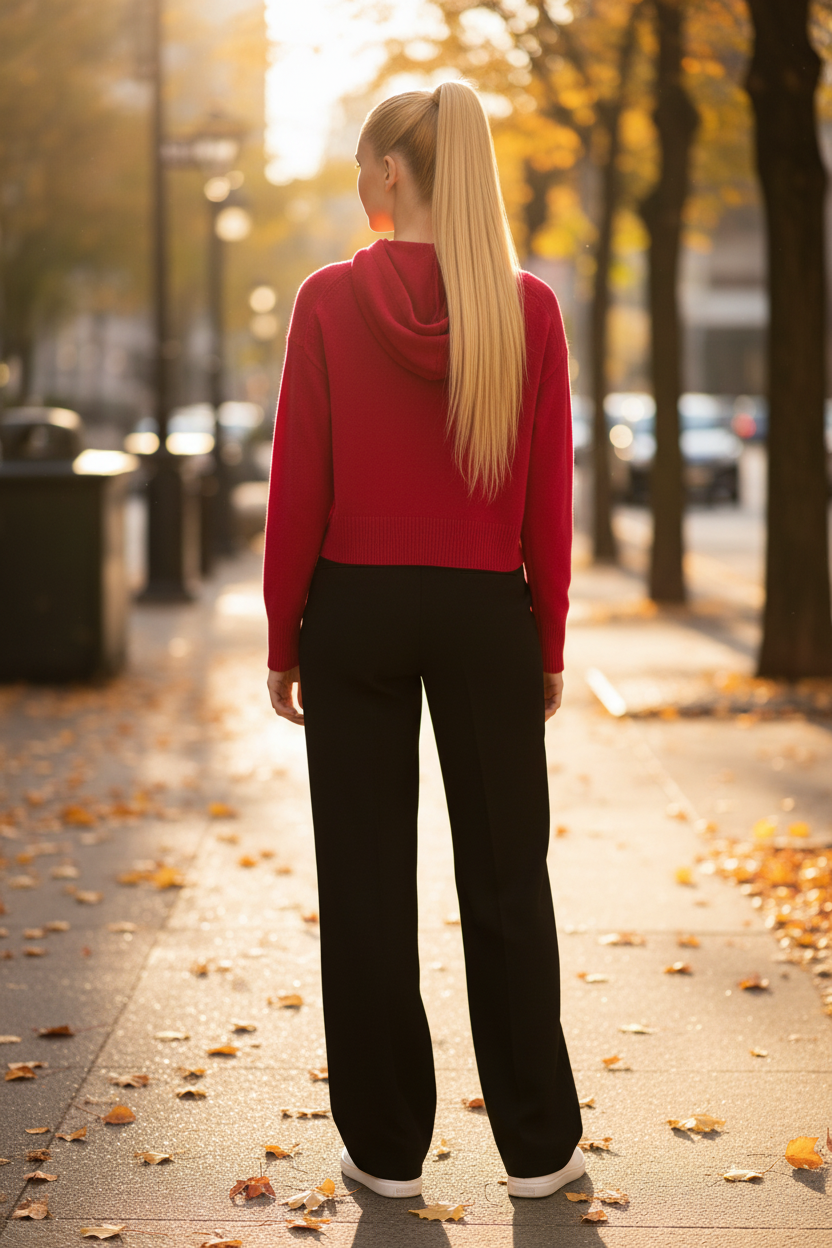 Back View - True Red Cashmere Hoodie