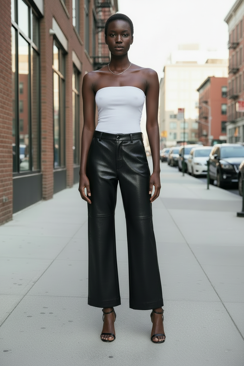 Black Leather Trousers Front View