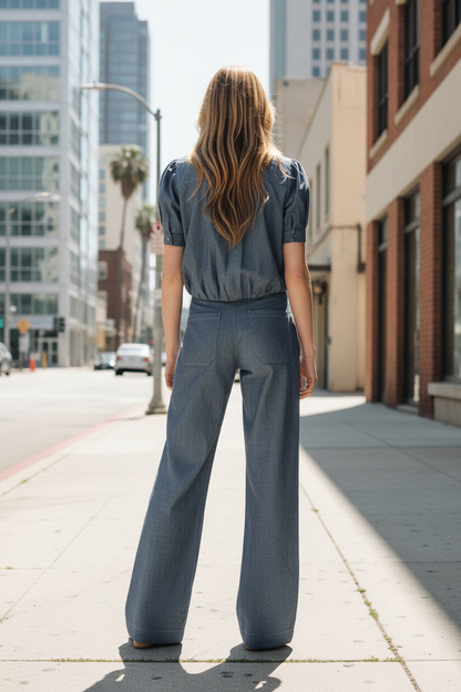 Blonde model back view
