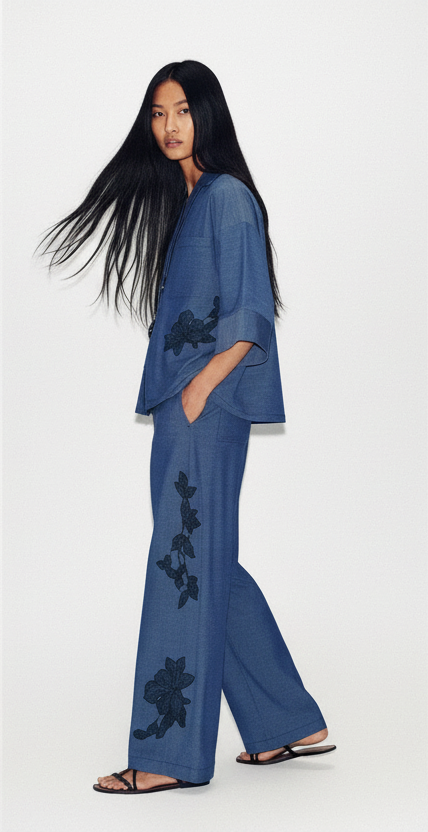 ZARA Floral Wide Leg Pants