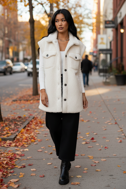 Cream Sherpa Vest – Fall City Setting