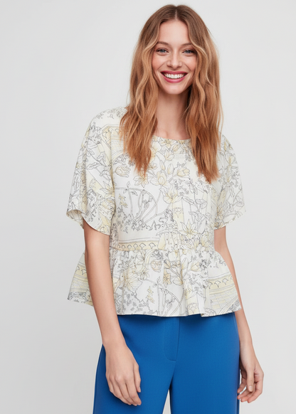 Floral Top - Brown Hair Model Front