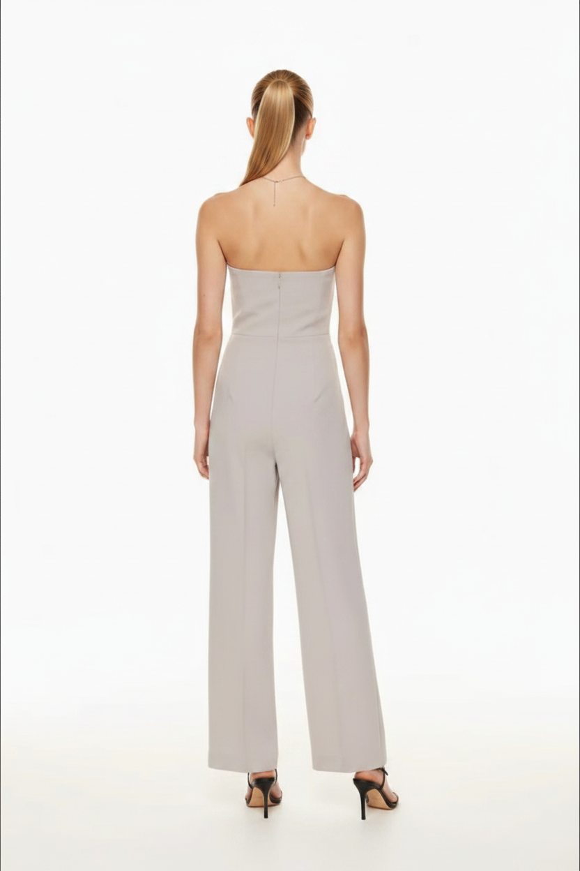 Grey Jumpsuit - Back Standing High Ponytail