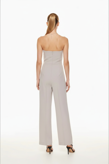 Grey Jumpsuit - Back Standing High Ponytail