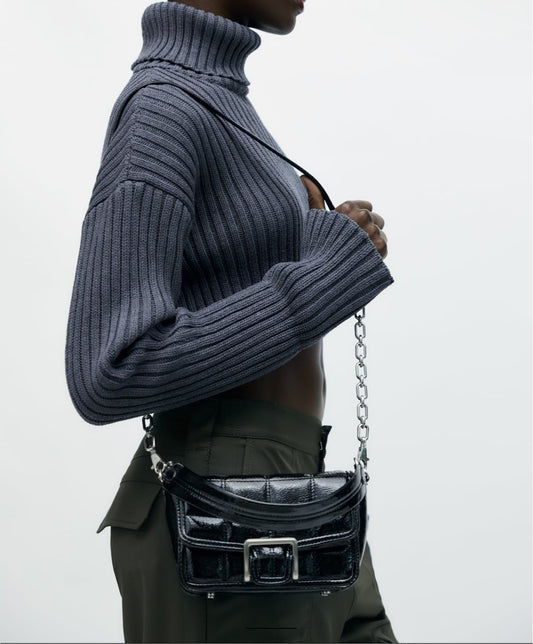 Zara Quilted Buckle Crossbody Bag