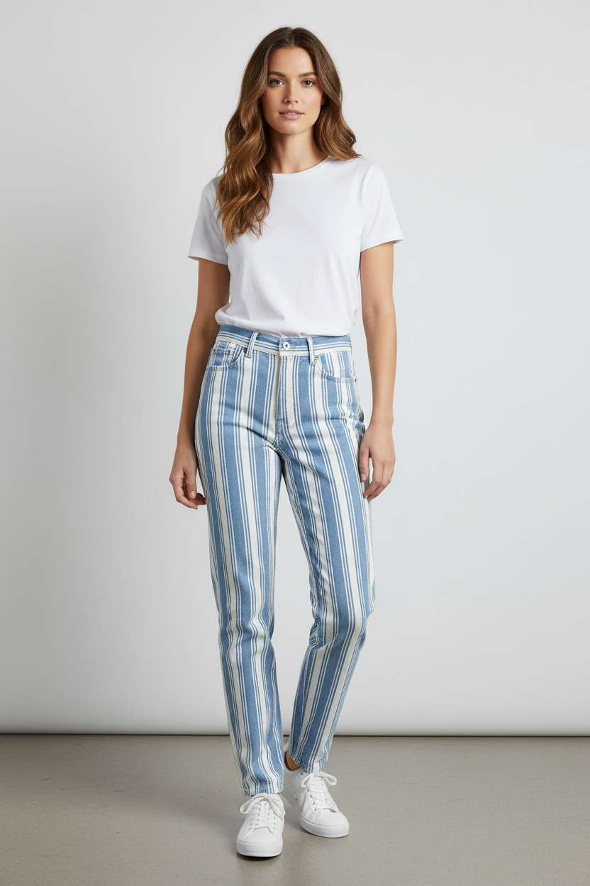 American Eagle Striped Mom Jeans