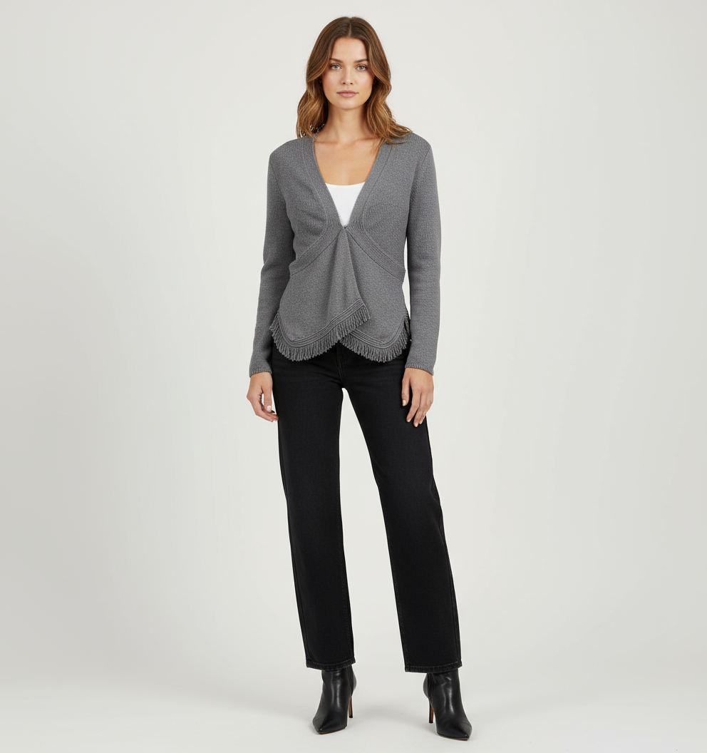 Anthropologie Sparrow Grand Drape Fringe Cardigan