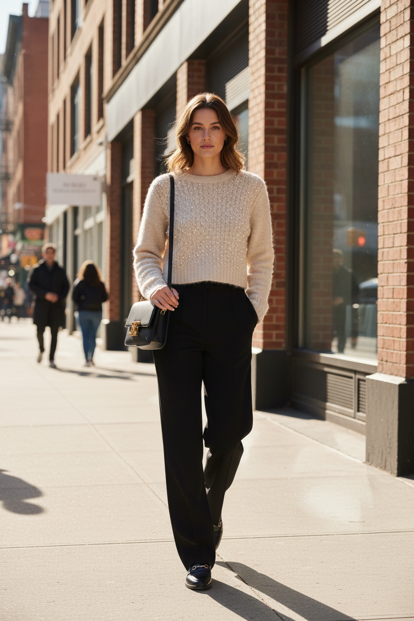 Pearl Embellished Sweater City Walk
