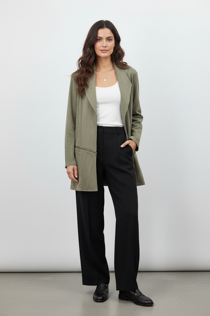 Sage Green Suede Jacket - Full Length