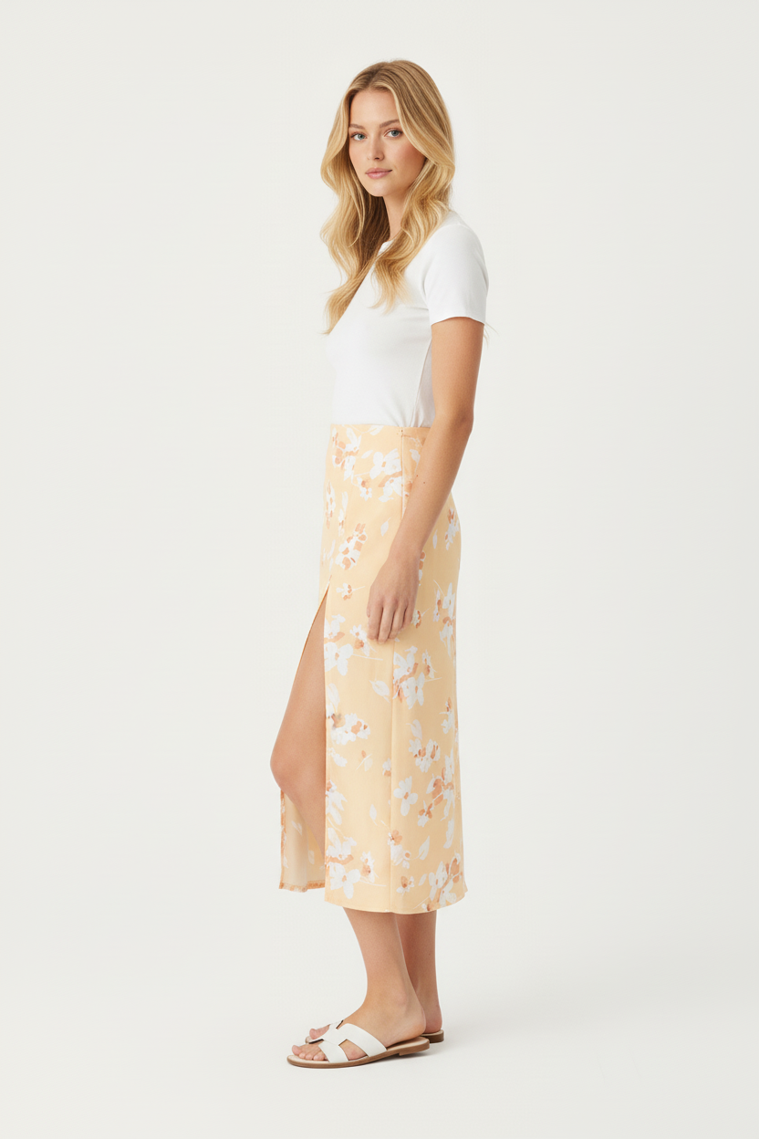 Abercrombie & Fitch Dipped Waist Midi Skirt