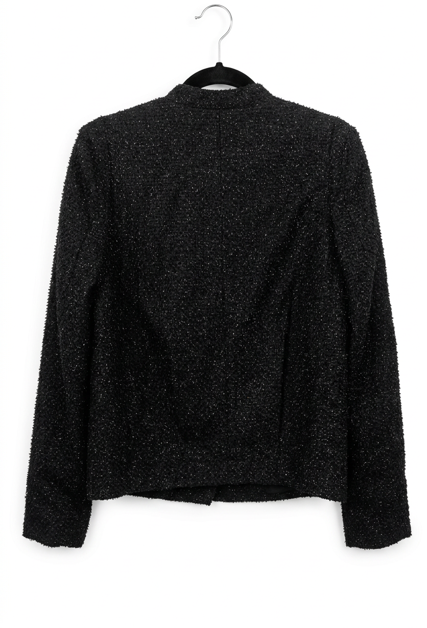 Straightened blazer back with fine glitter detail