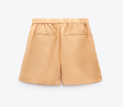 Zara Short plissé en lin mélangé