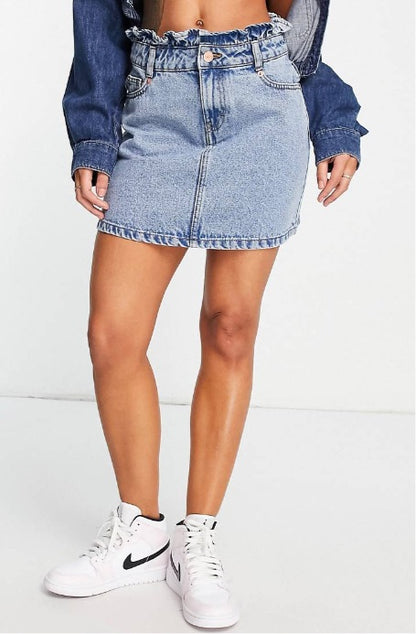 Miss Selfridge - Jupe en jean à volants