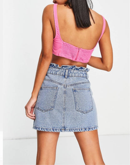 Miss Selfridge - Jupe en jean à volants